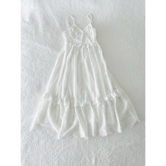 NWOT Lulus How Much I Love You White Eyelet Tiered Midi Dress Small - Picture 2 of 8